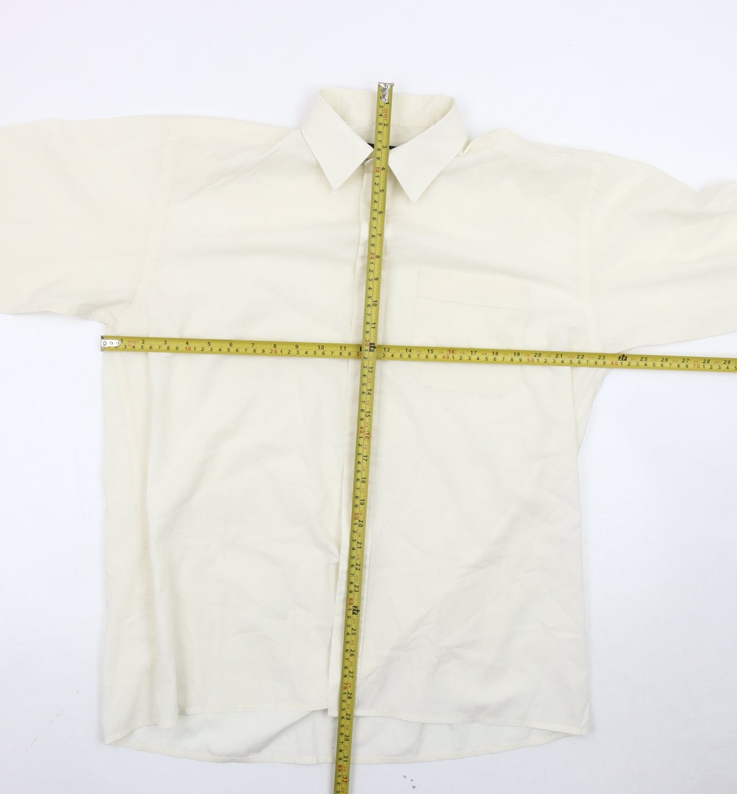 Double TWO Men's Ivory Long Sleeve Button-Up Shirt Size 16 Regular
