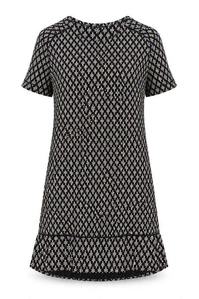 Fat Face Women’s Black Geometric Shift Dress Size 10 Knee Length