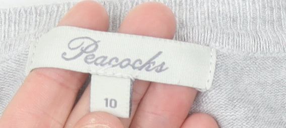 Peacocks Womens Grey Size 10 Ruffle Knit Crew Neck Jumper