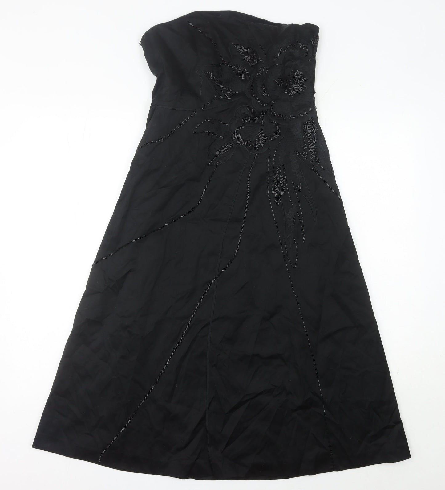 Coast Women’s Black Size 10 Strapless Beaded Long Formal A-Line Dress