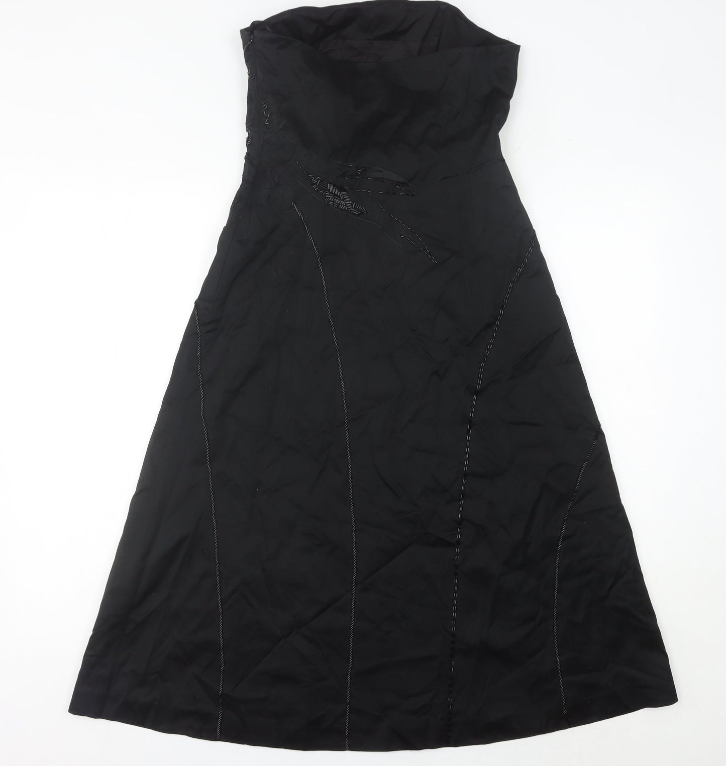 Coast Women’s Black Size 10 Strapless Beaded Long Formal A-Line Dress