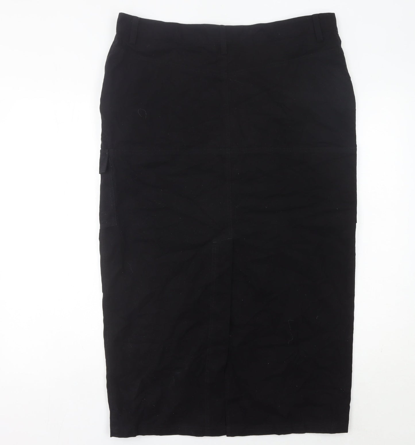 Motel Women’s Black Midi Cargo Skirt L Cotton Pockets Casual