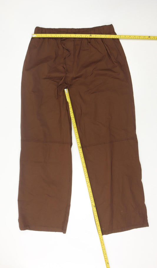 Massimo Dutti Women’s Brown Straight Leg Cotton Trousers Size 14
