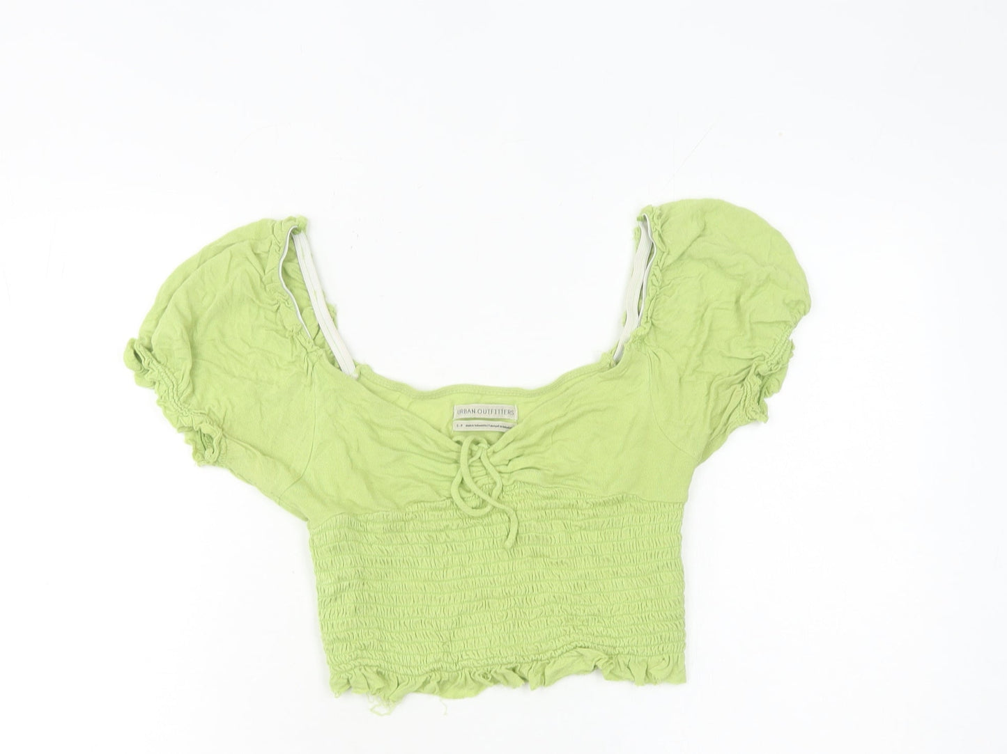 Urban Outfitters Women’s Green Cropped Puff Sleeve Blouse Size S