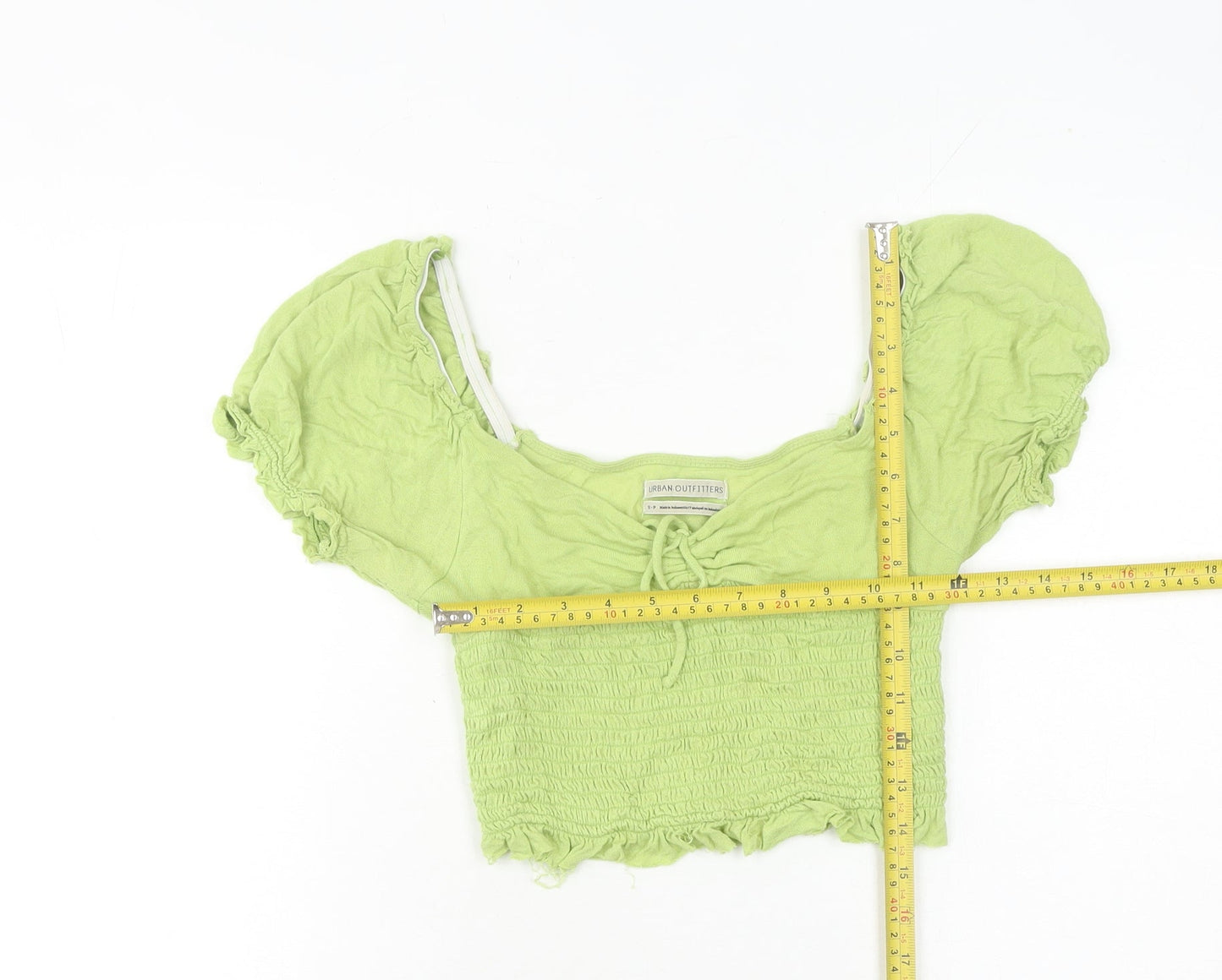 Urban Outfitters Women’s Green Cropped Puff Sleeve Blouse Size S