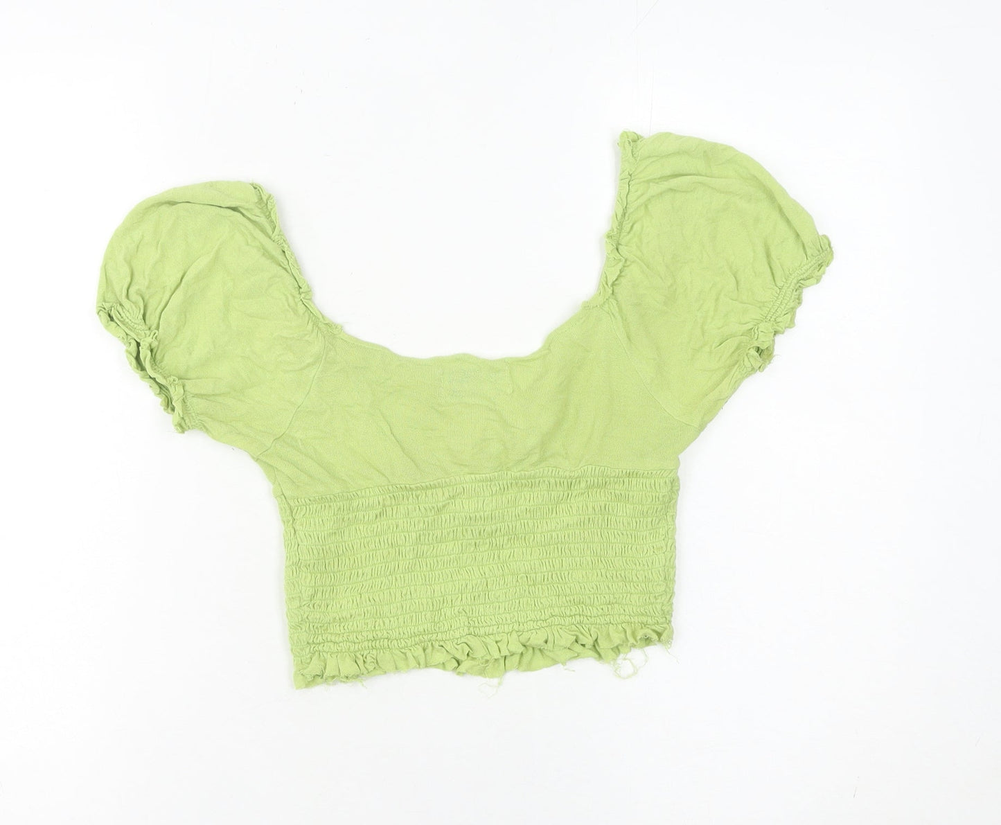 Urban Outfitters Women’s Green Cropped Puff Sleeve Blouse Size S