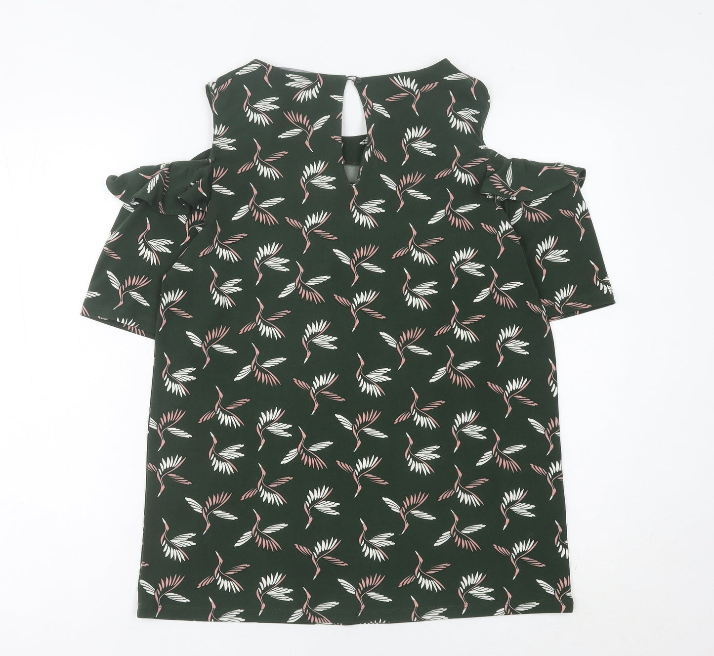 Next Women’s Green Bird Print Cold Shoulder Blouse UK 12