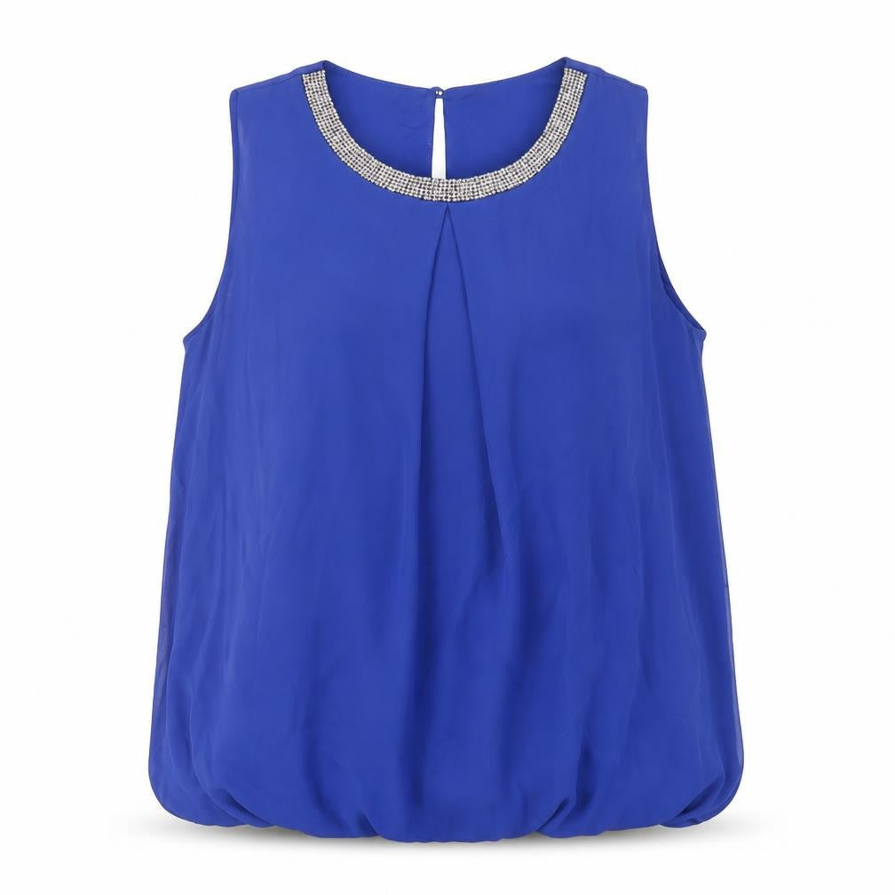 Dorothy Perkins Women’s Blue Beaded Sleeveless Chiffon Blouse UK 16