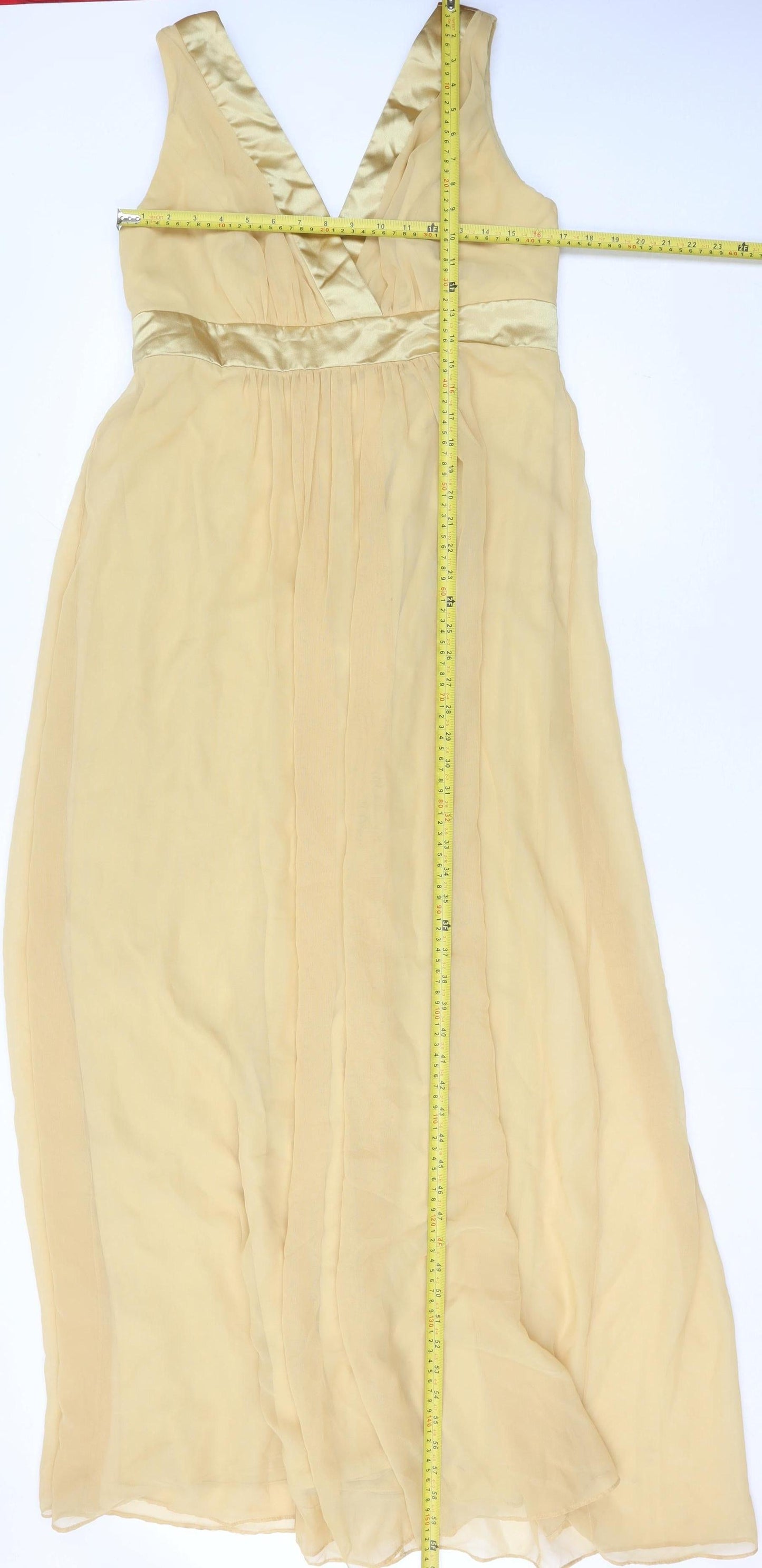 Dessy Collection Women’s Gold Size 14 Maxi Chiffon Formal Dress