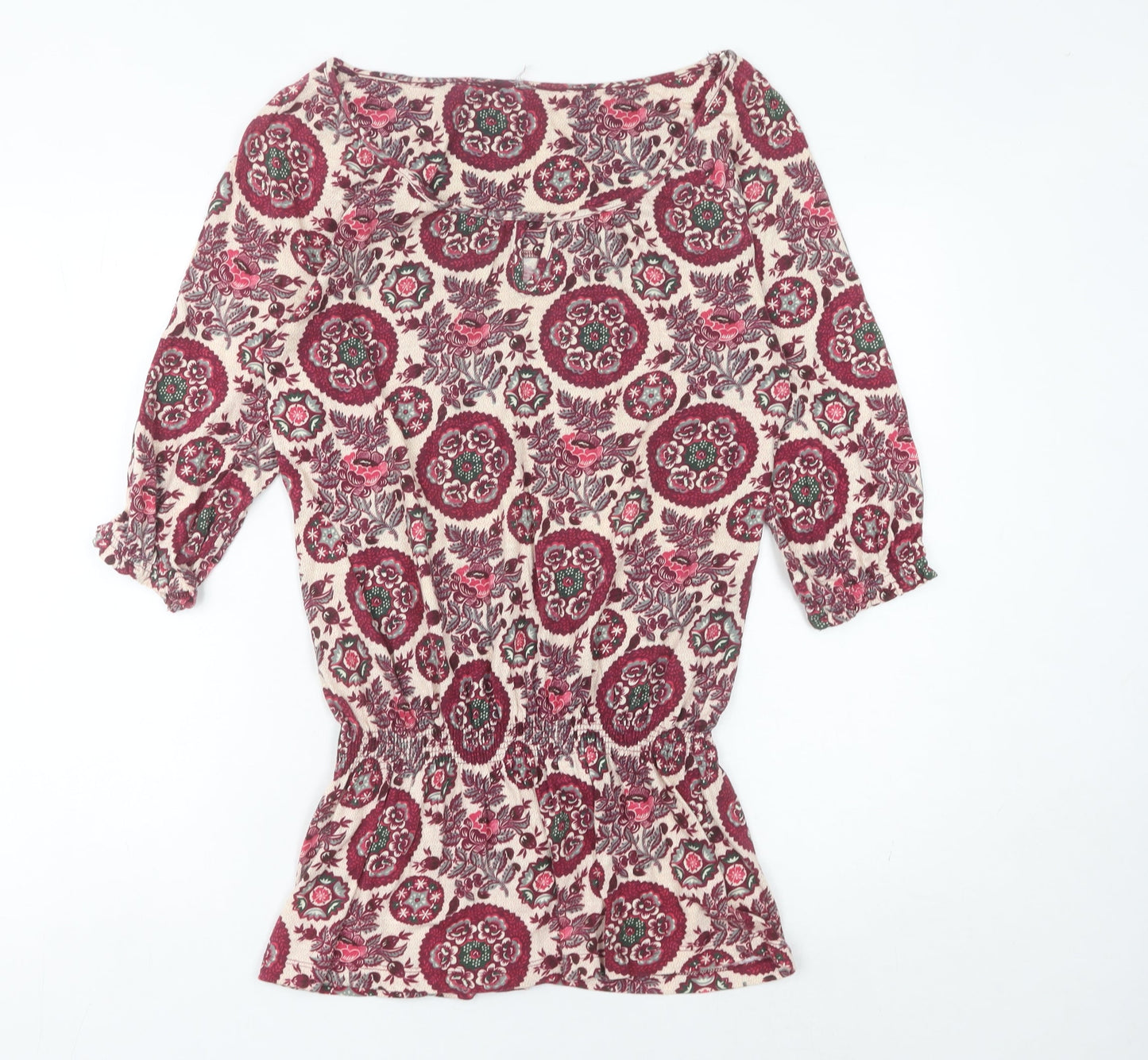 Next Womens Multicoloured Floral Cotton Tunic Blouse Size 12