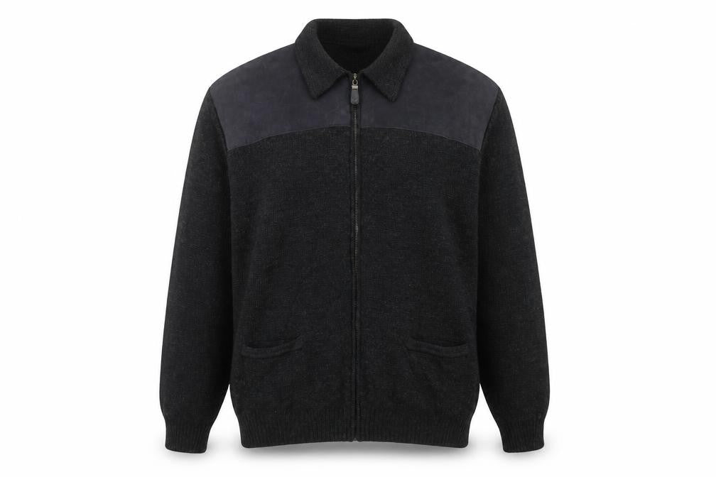 Marks and Spencer Men's Black Wool Blend Full Zip Jumper L