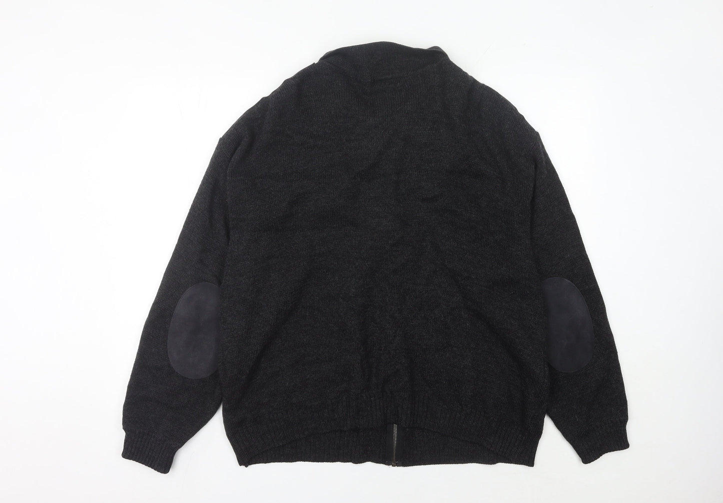 Marks and Spencer Men's Black Wool Blend Full Zip Jumper L