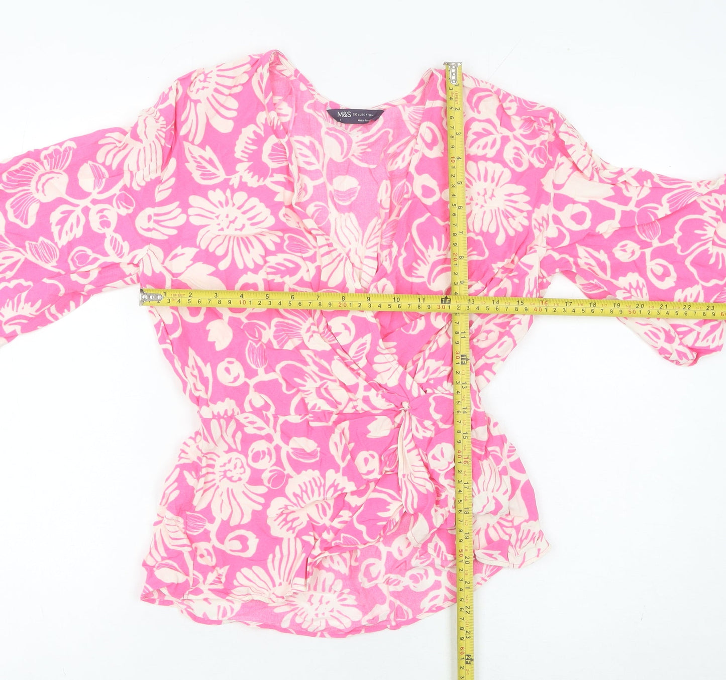 Marks and Spencer Women’s Pink Floral Wrap Blouse Size 6