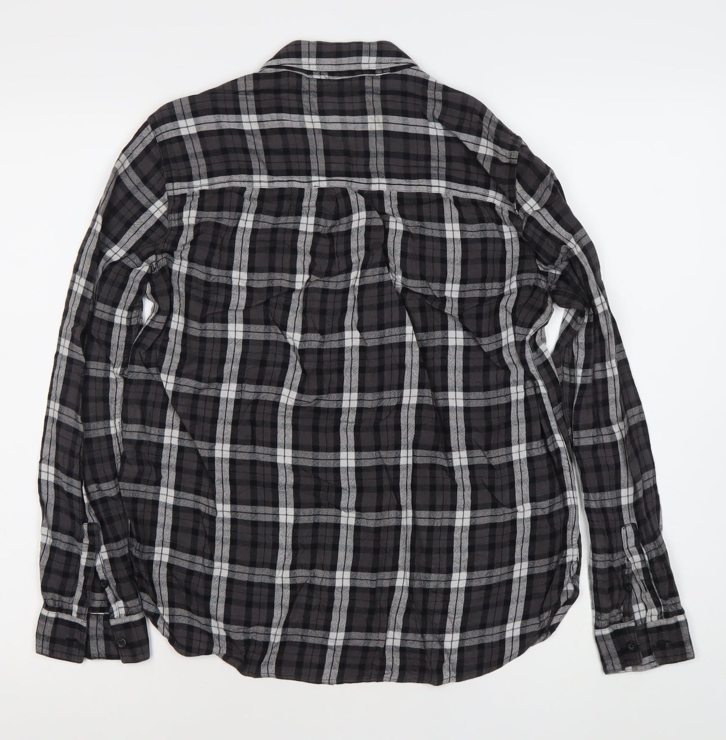 Jack Wills Womens Black Plaid Long Sleeve Button-Up Shirt UK 12