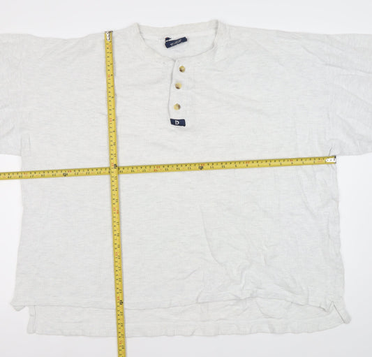Donnay Men’s White XL Henley Short Sleeve Cotton T-Shirt