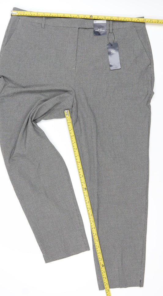 Marks and Spencer Women’s Grey Check Dress Pants Size 20 Regular Stretch Workwear