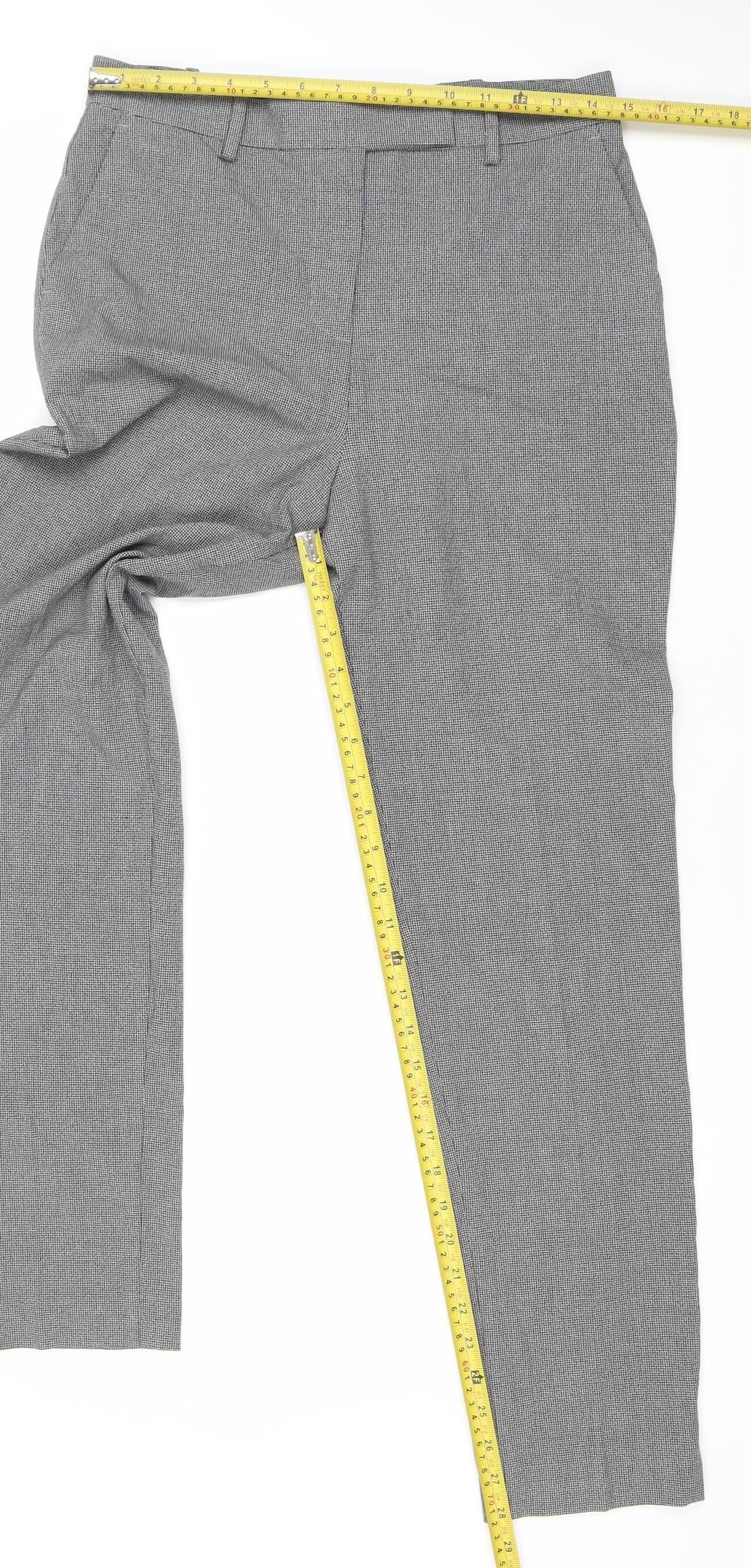 Marks and Spencer Women Grey Check Tall Size 10 Dress Pants Stretch