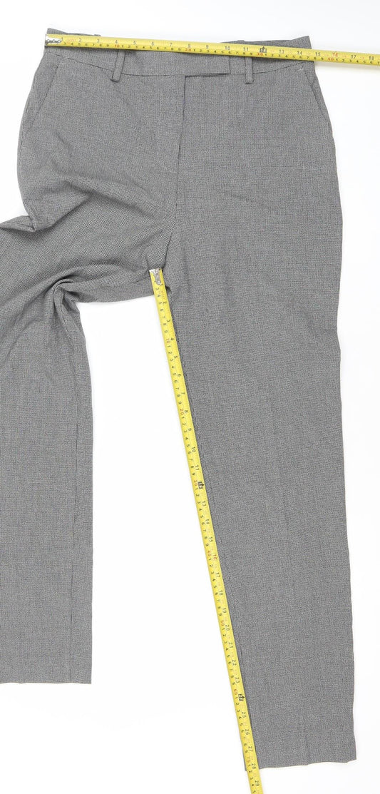 Marks and Spencer Women Grey Check Tall Size 10 Dress Pants Stretch