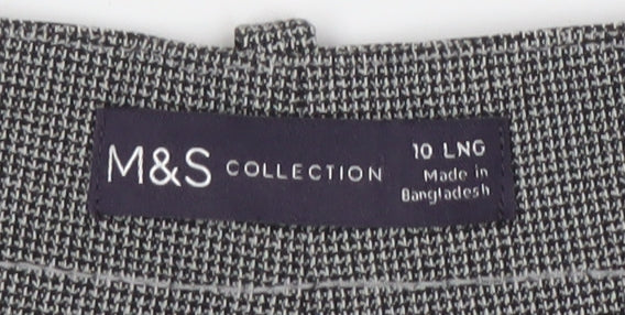 Marks and Spencer Women Grey Check Tall Size 10 Dress Pants Stretch