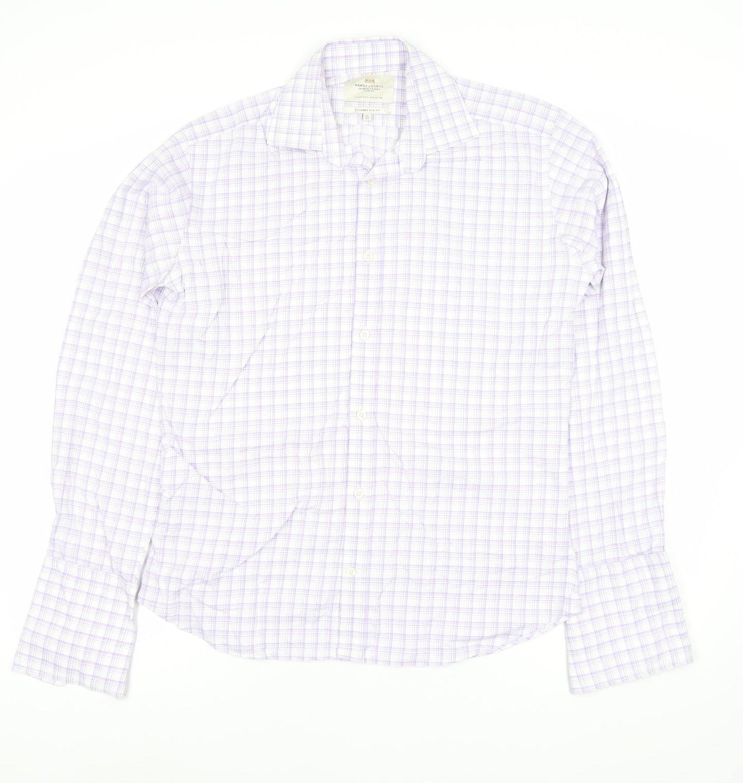 Hawes & Curtis Men's Purple Check Slim Fit Dress Shirt 15in
