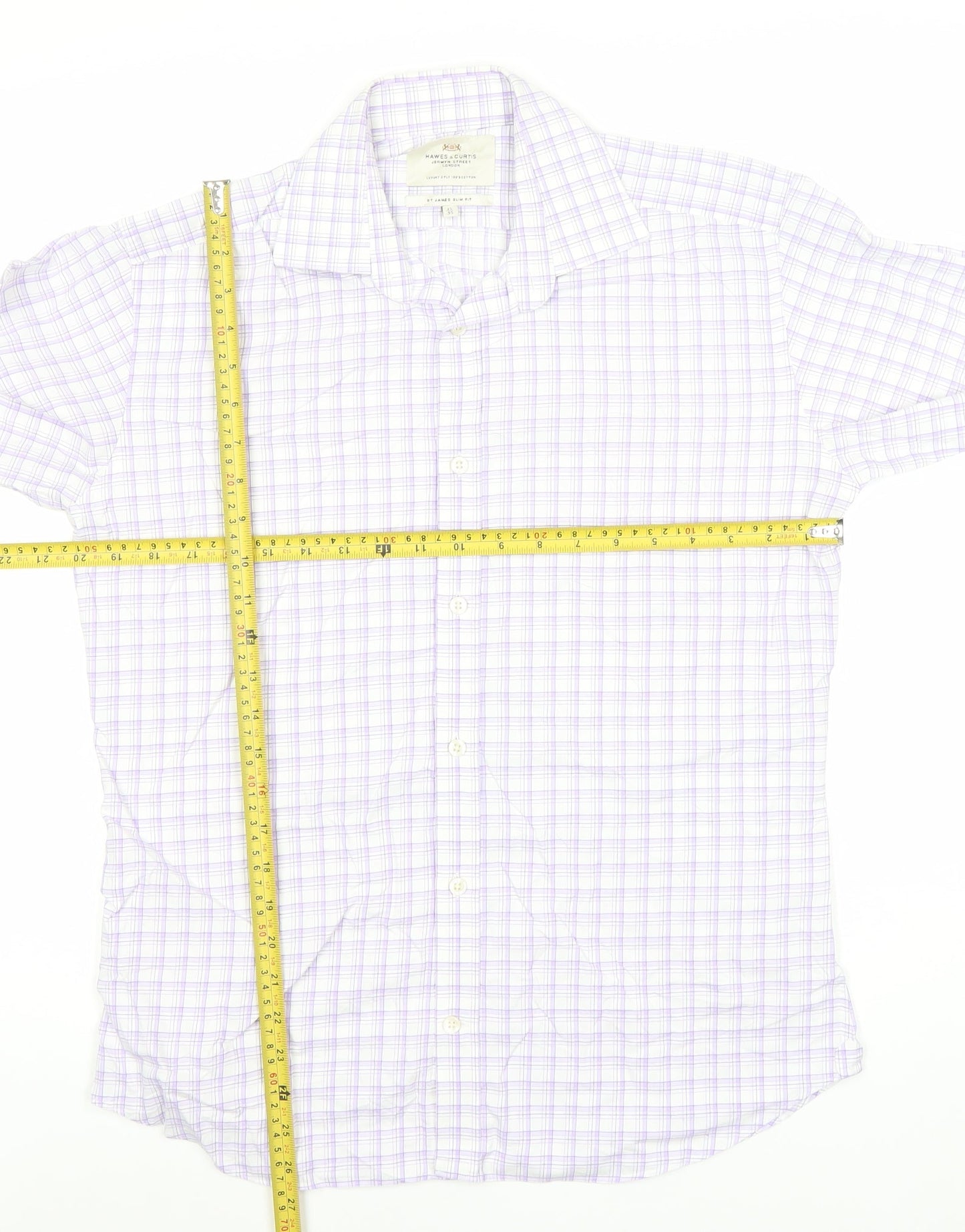 Hawes & Curtis Men's Purple Check Slim Fit Dress Shirt 15in