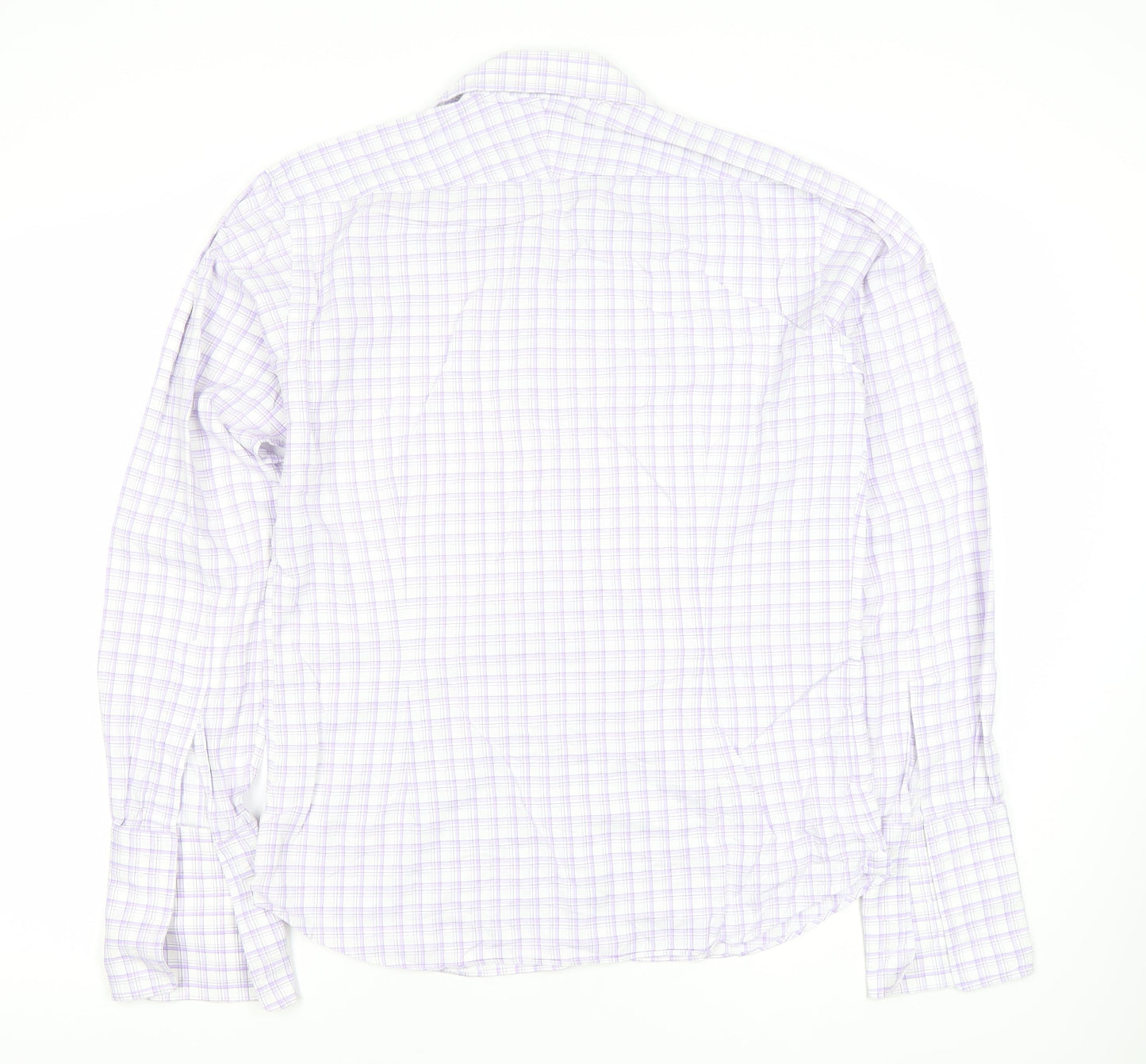 Hawes & Curtis Men's Purple Check Slim Fit Dress Shirt 15in