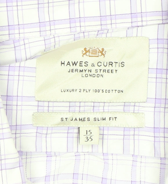 Hawes & Curtis Men's Purple Check Slim Fit Dress Shirt 15in