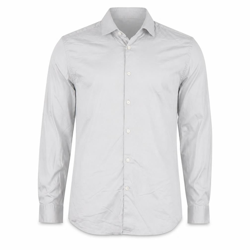 DKNY Men’s Grey Slim Fit Long Sleeve Formal Dress Shirt L 41cm