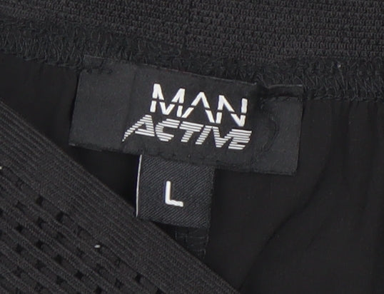 MAN Active Mens Black L Jogger Trousers Polyester Elastane Running Gym