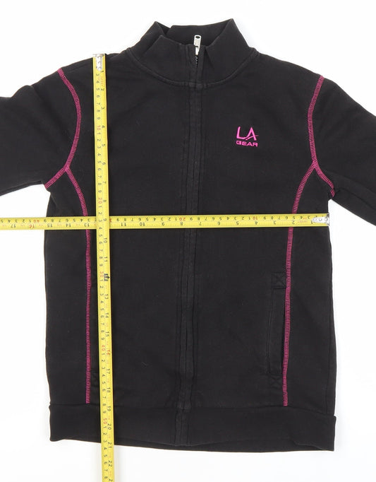 LA Gear Girls Black Full Zip Fleece Sweatshirt 11-12 Years High Neck