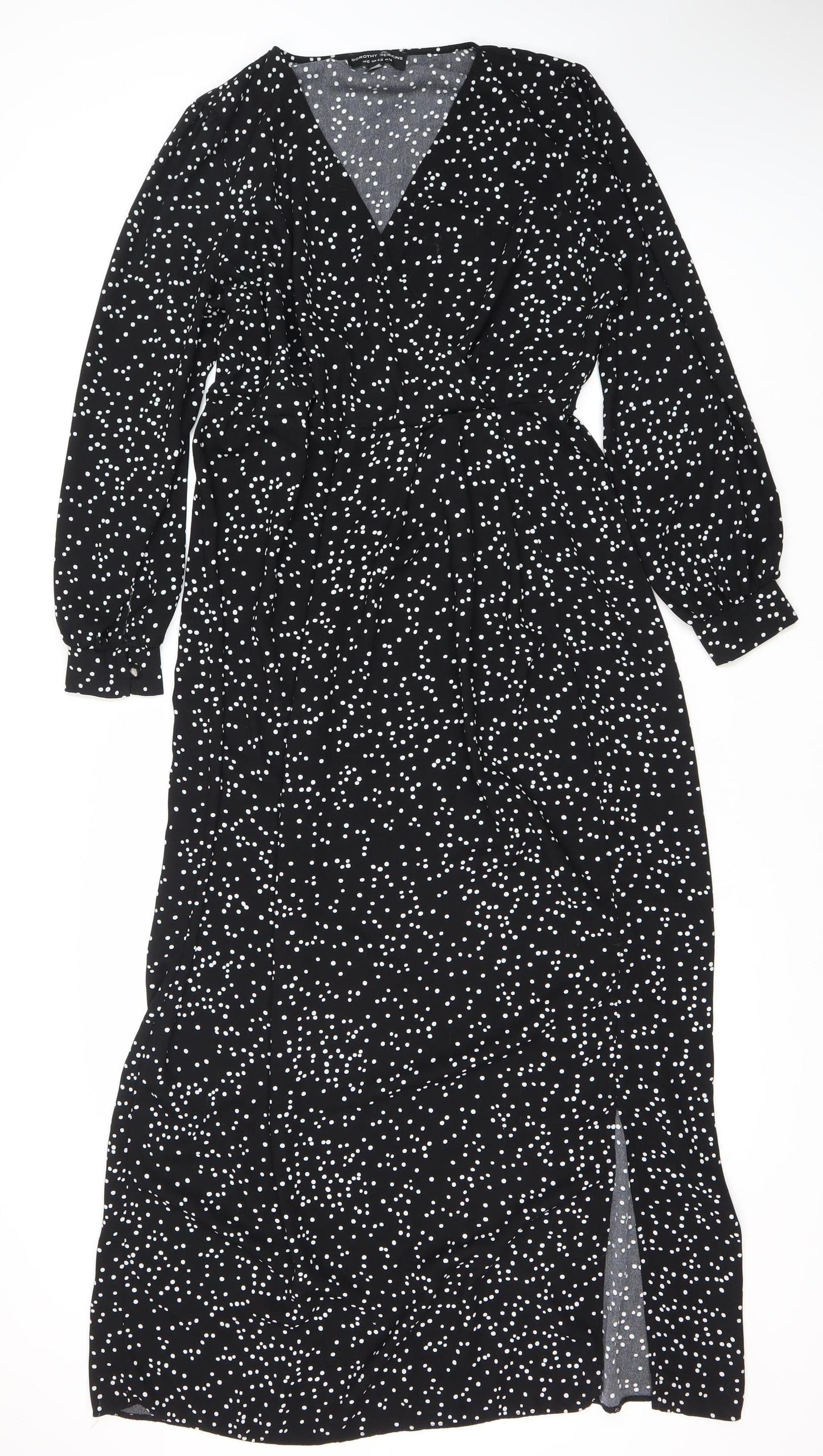 Dorothy Perkins Women’s Black Polka Dot Midi Bodycon Dress UK 14
