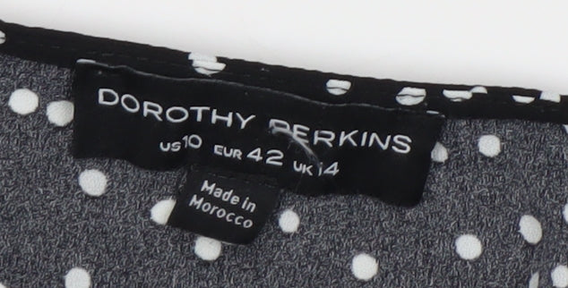 Dorothy Perkins Women’s Black Polka Dot Midi Bodycon Dress UK 14