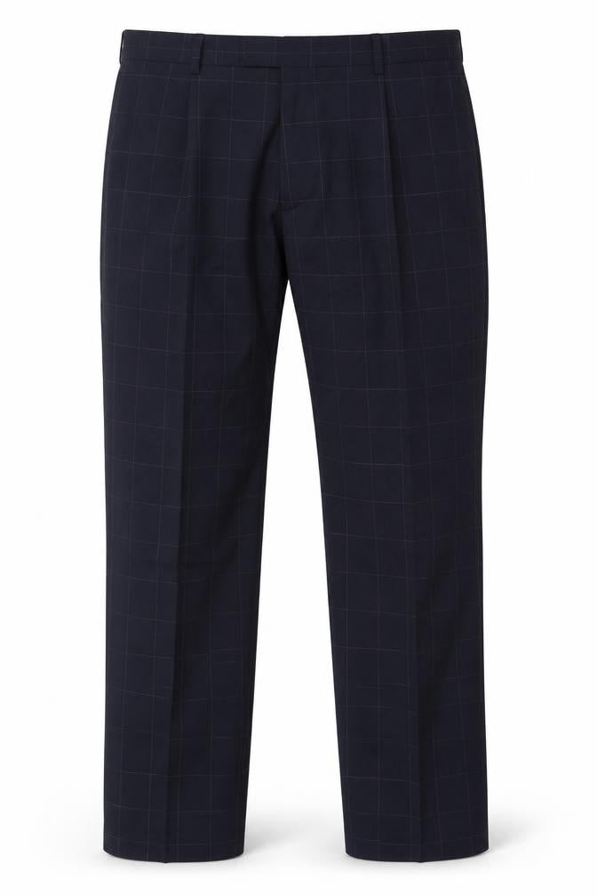 Jaeger Men's Black Check Wool Pleated Dress Pants 40in Classic Fit