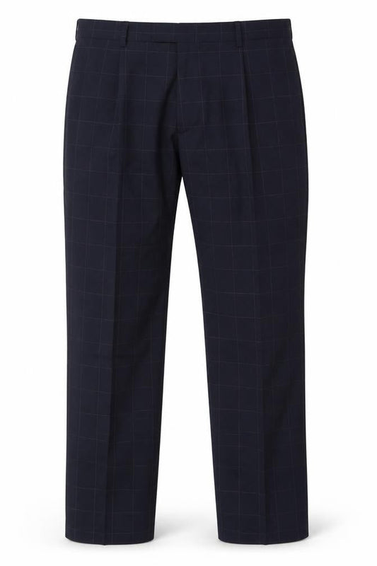 Jaeger Men's Black Check Wool Pleated Dress Pants 40in Classic Fit
