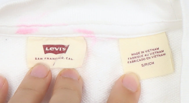 Levi's Women's White Small 501 Blues Logo Cotton Pullover Sweatshirt