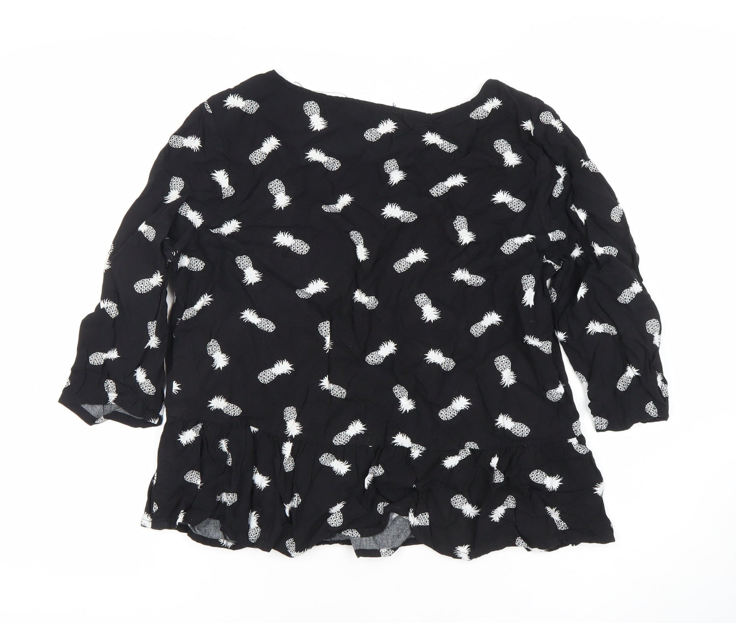 Sugarhill Women’s Black Pineapple Print Tunic Blouse Size L