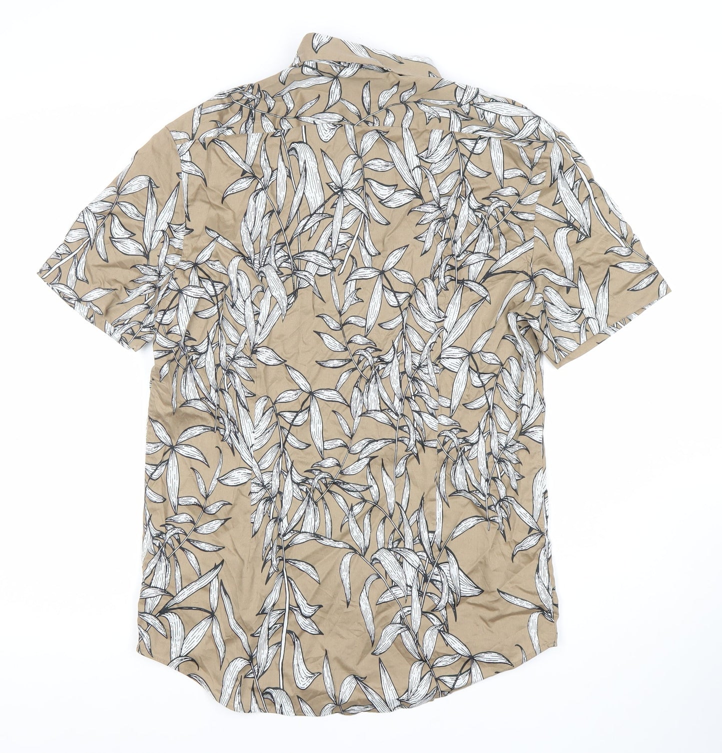 Marks and Spencer Men’s Beige Tropical Floral Short Sleeve Shirt S