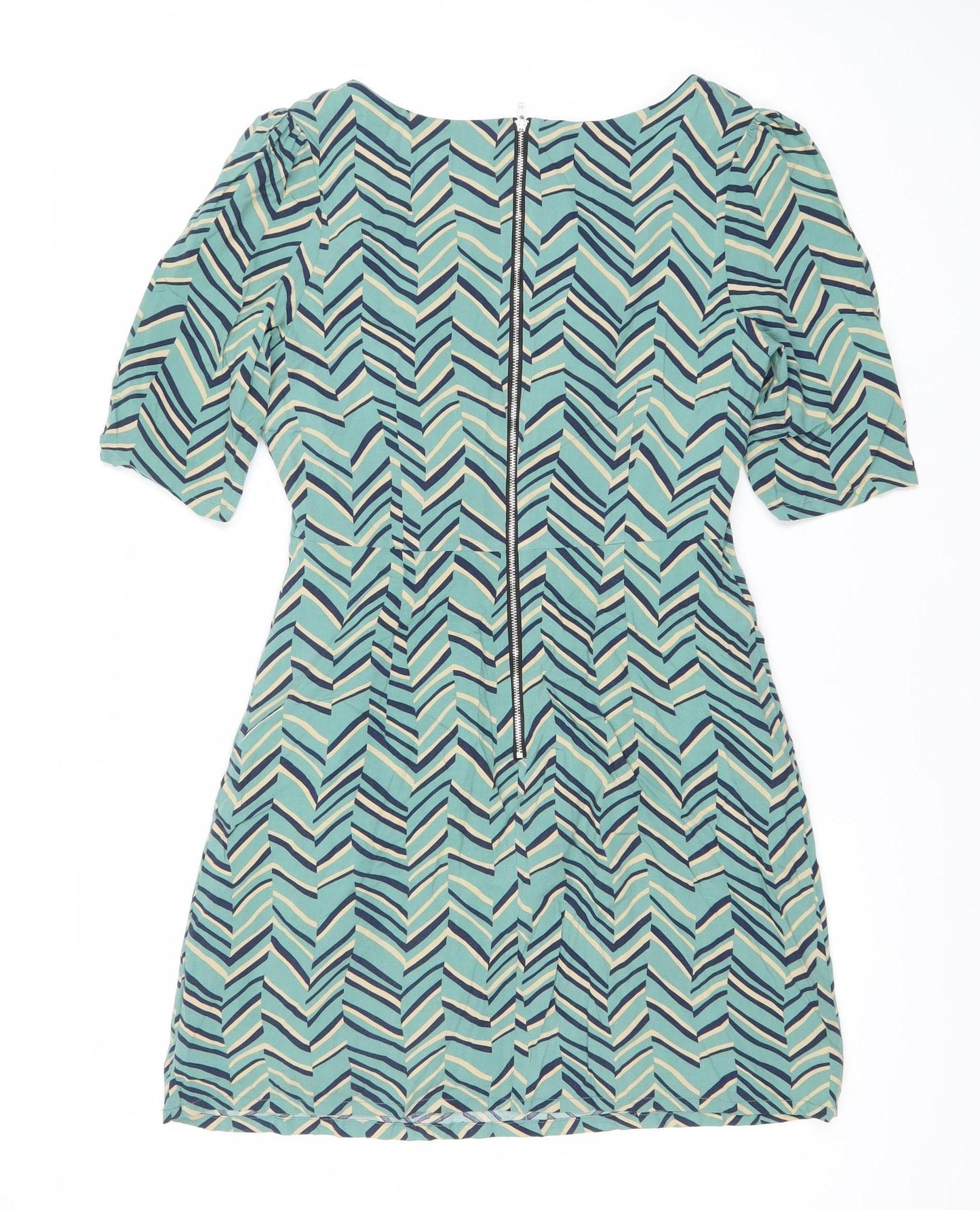 Louche Women’s Blue Geometric A-Line Knee Length Dress Size 10
