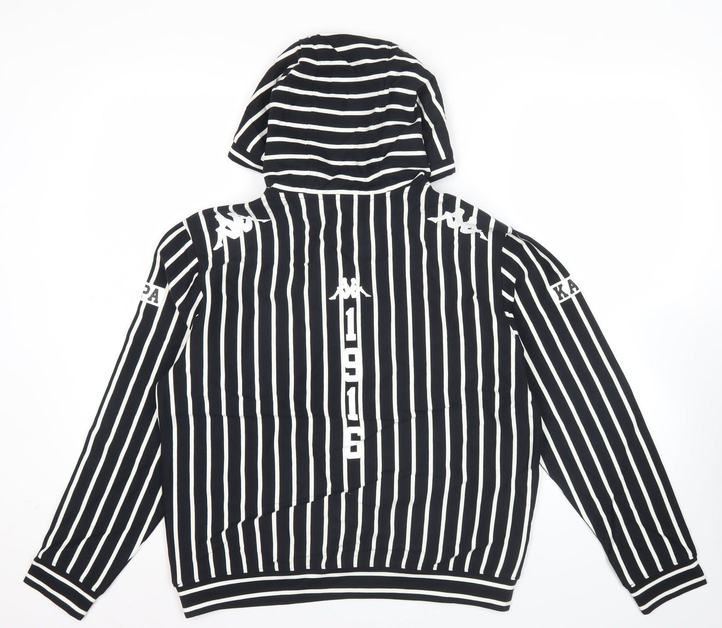 Kappa Men’s Black Striped Pullover Hoodie XS Regular Fit Hooded Sports