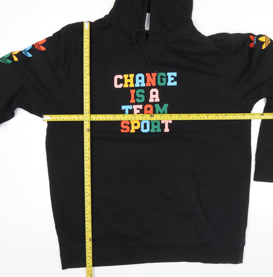 Adidas Mens Black L Pullover Hoodie Graphic Logo Sports Jersey
