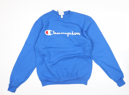 Champion Men's Blue Small Pullover Sweatshirt Crew Neck Logo
