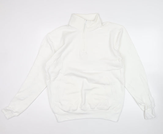 Champion Men's White M 1/4 Zip Sweatshirt Mock Neck Fleece