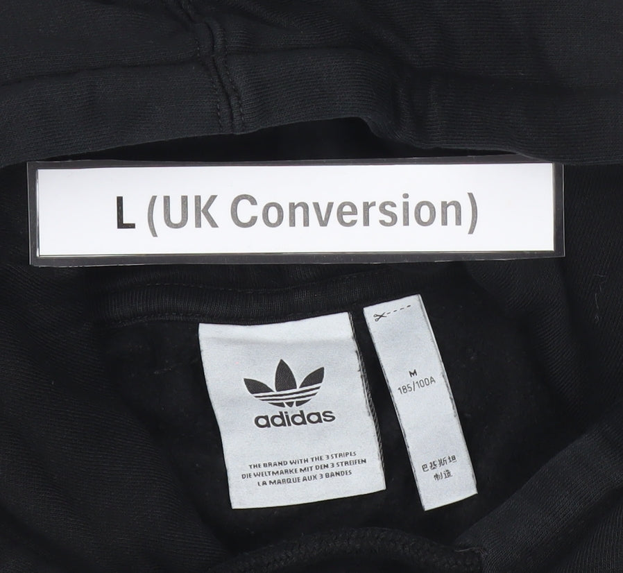 Adidas Mens Black Pullover Hoodie L Sports Logo Fleece