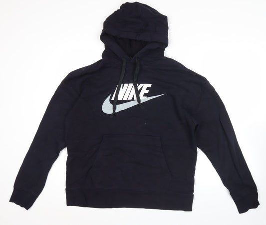 Nike Men's Blue Pullover Hoodie L Logo Sportswear Fleece