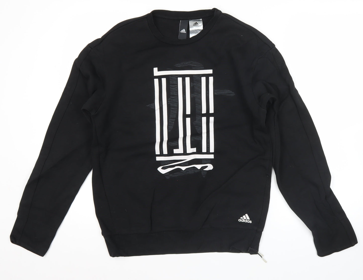 Adidas Men's Black Graphic Pullover Sweatshirt M Regular Fit