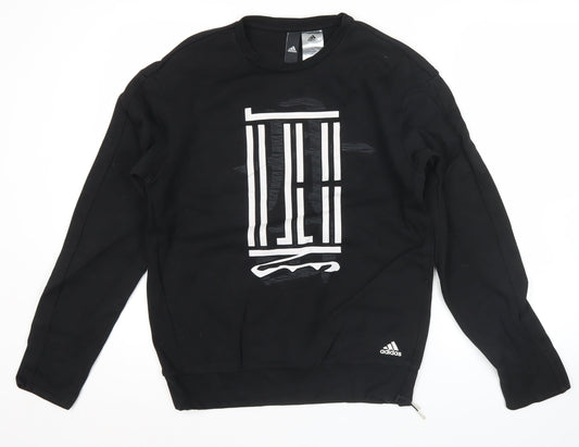 Adidas Men's Black Graphic Pullover Sweatshirt M Regular Fit