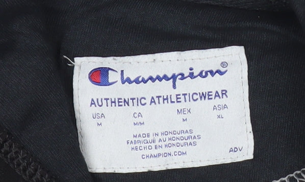 Champion Men's Black Pullover Hoodie Medium Fleece Logo Kangaroo Pocket