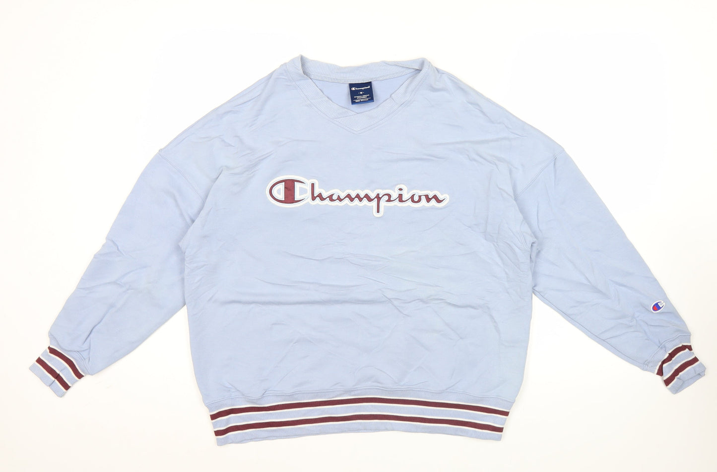 Champion Men's Blue V-Neck Logo Sweatshirt Size M Regular Fit