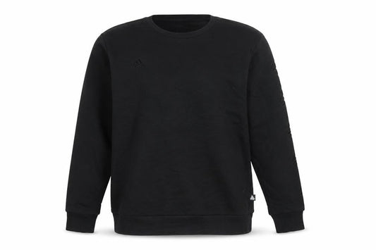 Front view of Adidas Men's Black L Pullover Sweatshirt Crew Neck Jersey Long Sleeve