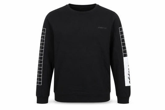 Front view of Adidas Neo Men's Black L Pullover Sweatshirt Graphic Logo Jersey